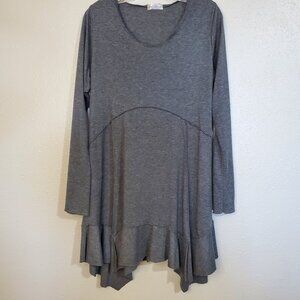 Vine Street Grey Handkerchief Hem Dress Tunic Women's Large
